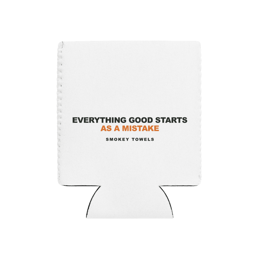 Smokey Towels Can Cooler in White — flat / front